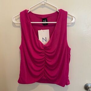 Nordstrom Pink Ruched Sleeveless Tank Top
